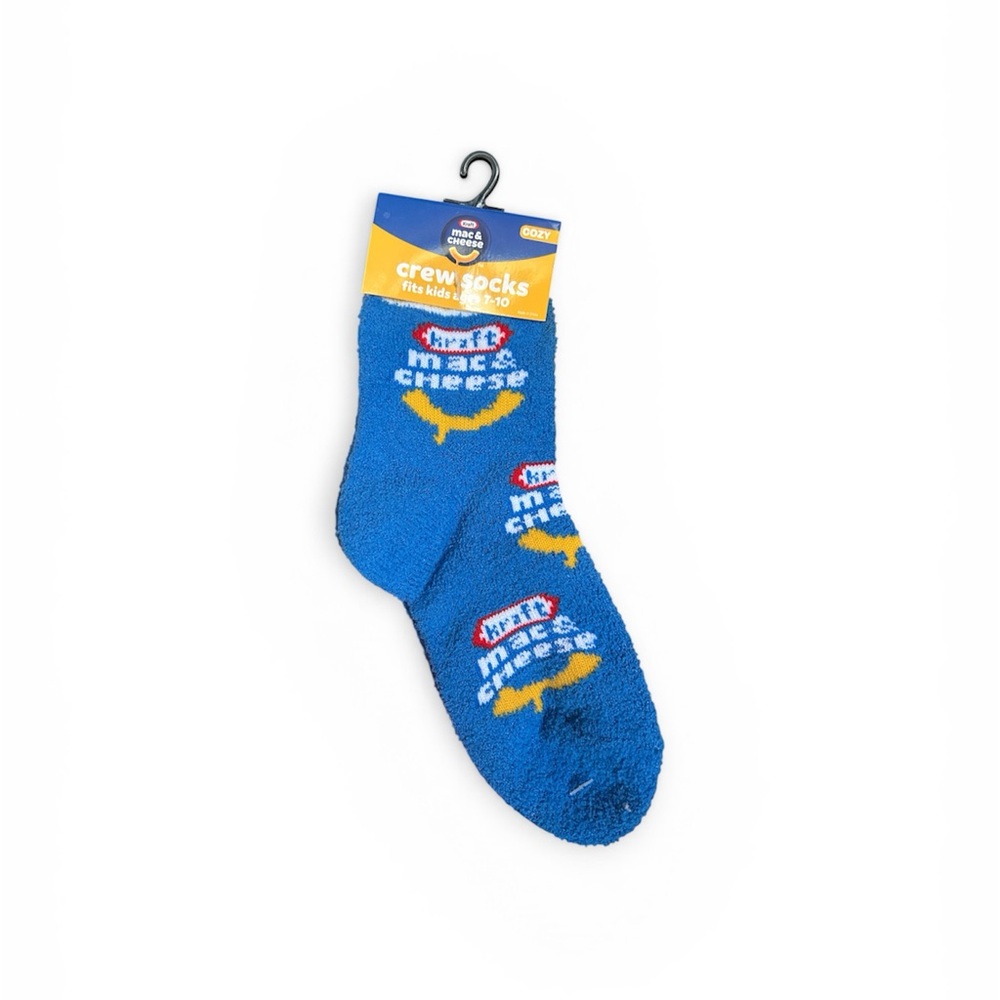 Mac & Cheese Blue Crew Socks - Novelty Kid’s Socks